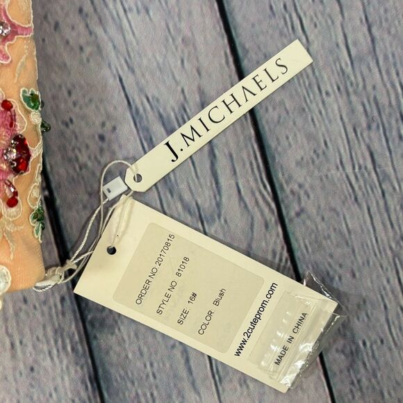 NWT 2 CUTE J Michaels Blush Peach Tulle Two Piece Formal Prom Wedding Dress 16 - Picture 15 of 16